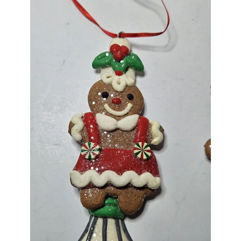 Holiday Time Claydough Gingerbread Baking Ornaments Whisk Spatula Kitchen 2pc